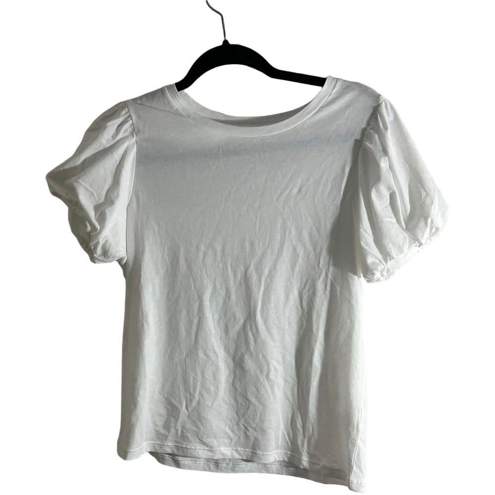 Goldie white tee shirt with puffy sleeves womens Sz S NWOT SUMMER